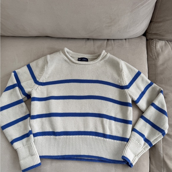 GAP Sweaters - Gap Striped Knit Sweater in White and Royal Blue